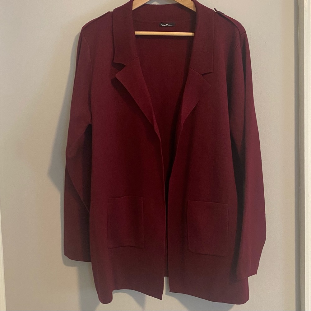 Vila Milano Womens XL Maroon Knit Open Sweater Blazer